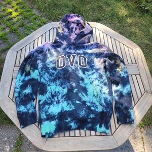 RARE OVO one-of-one black tie-dye embroidered hoodie